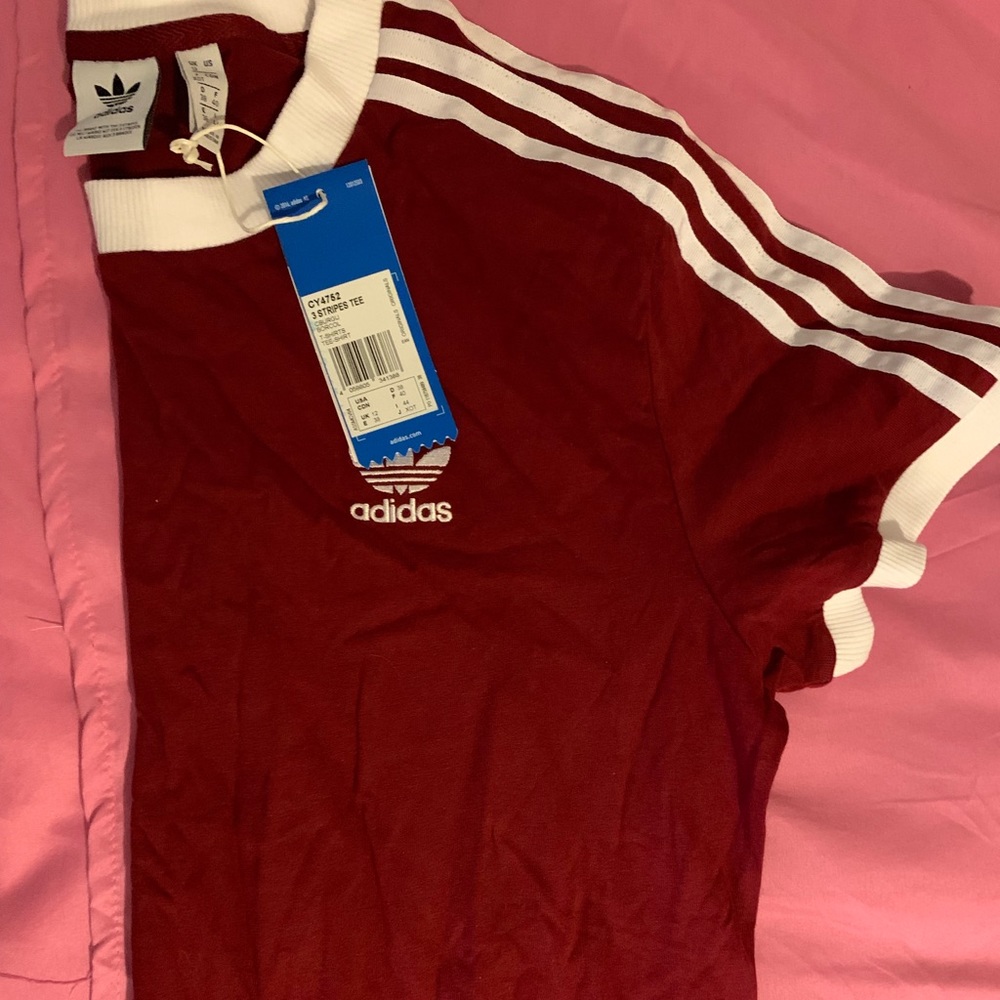 adidas burgundy tee